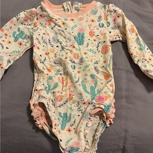 Ruffle Butts Cream and Pink Cactus Print Bodysuit